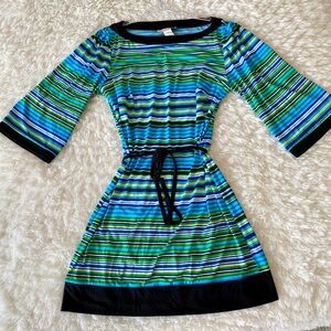 Laundry by Design Black, Blue and Green Shift Dress